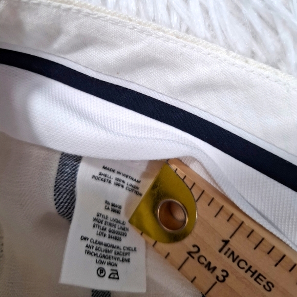 Theory Womens Linen Striped 4 Pocket Mid-Rise Straight Leg Pants White Size 4 - Picture 2 of 9